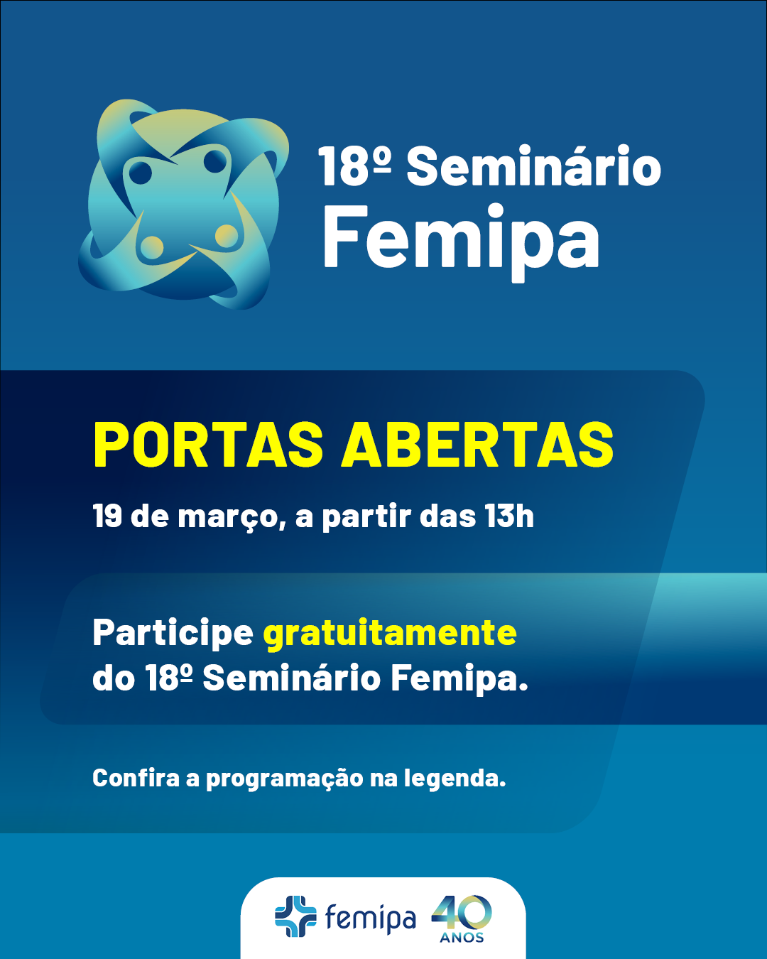 Seminário Femipa será gratuito e aberto ao público nesta quinta (19) após às 13h
